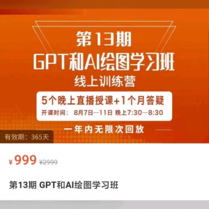 GPT和AI绘图学习班直播课 第13期-铁虎资源网