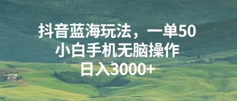 抖音蓝海玩法，一单50，小白手机无脑操作，日入3000+-铁虎资源网