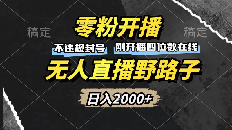 零粉开播，无人直播野路子，日入2000+，不违规封号，躺赚收益！-铁虎资源网