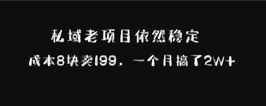 私域老项目依然稳定，成本8块卖199，一个月搞了2W+-铁虎资源网