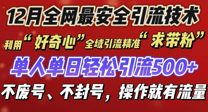 12 月份引流创业粉技术来袭，不G号不废号，有操作就有流量-铁虎资源网