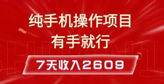 纯手机操作的小项目，有手就能做，7天收入2609+实操教程-铁虎资源网