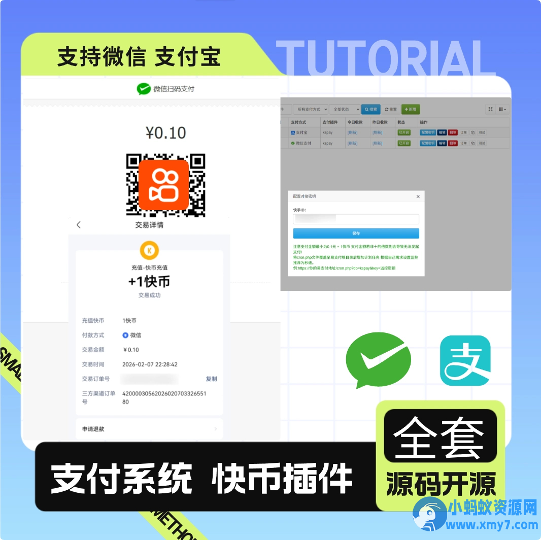 彩虹易支付最新版 + 快手插件：支持微信 / 支付宝的快币充值通道搭建-铁虎资源网
