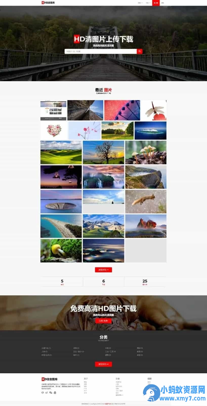 响应式高清图片资源下载网站/图片分享资源网/摄影作品壁纸图/带会员板块库上传下载-铁虎资源网