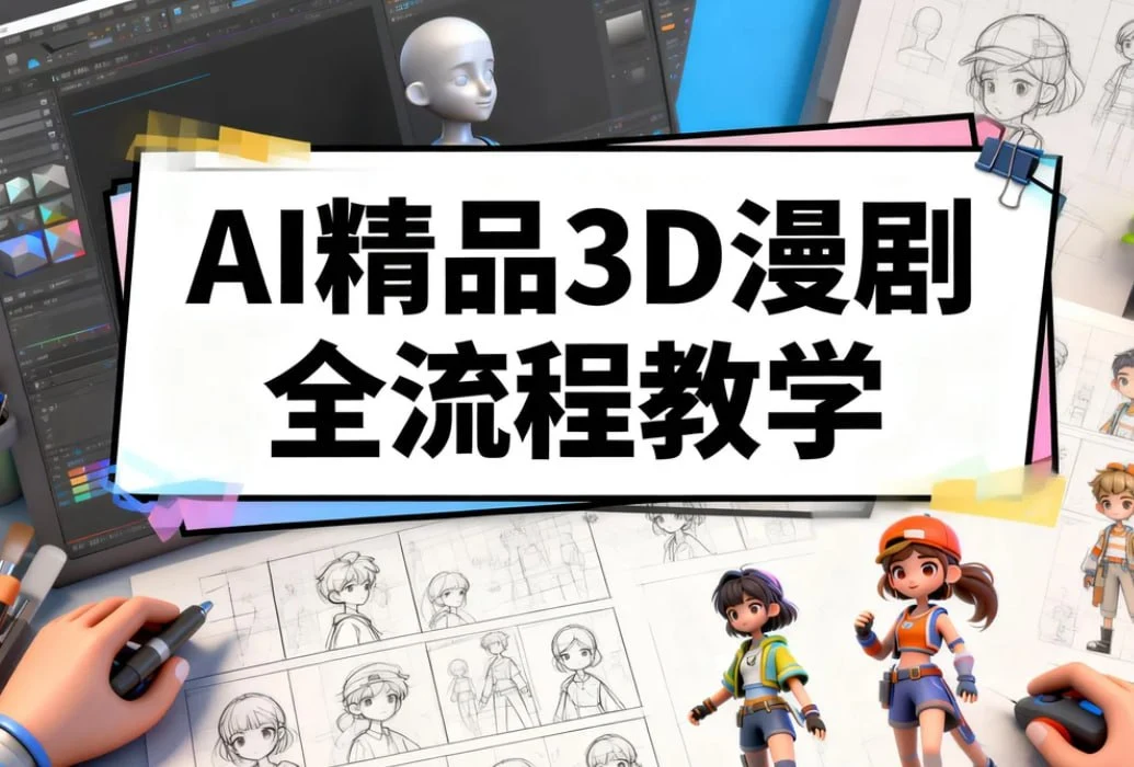 AI精品3D漫剧全流程教学，零基础轻松打造爆款动画短剧-铁虎资源网