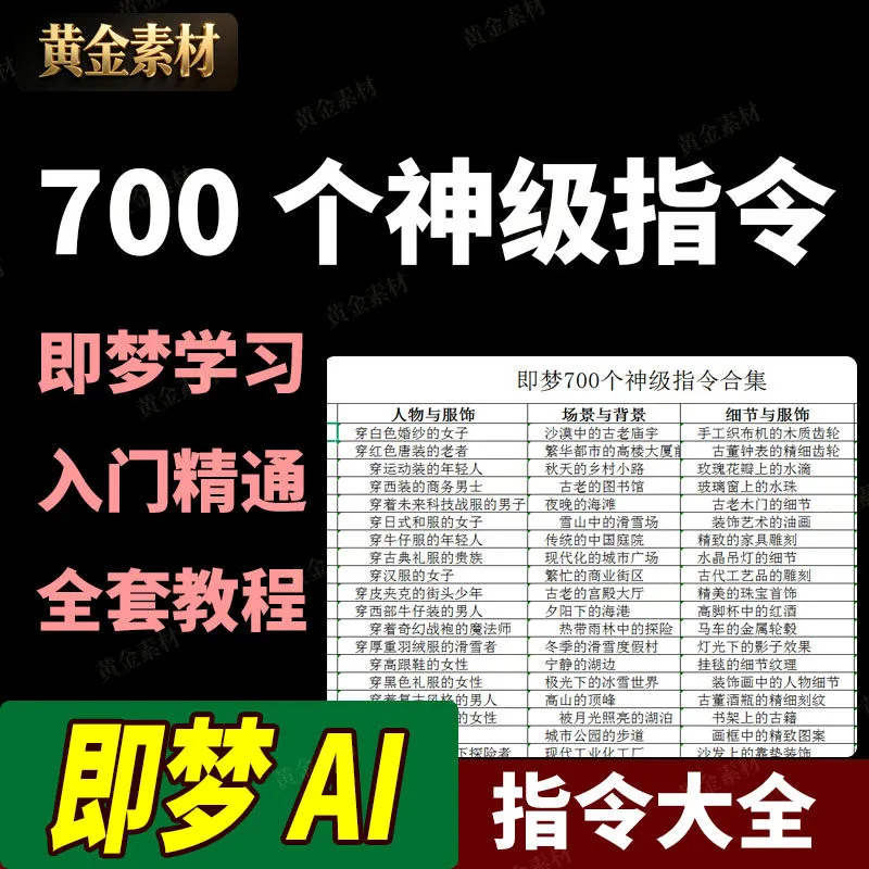 即梦AI生成视频合集700个神级指令学习提示词入门到精通全套教程-铁虎资源网