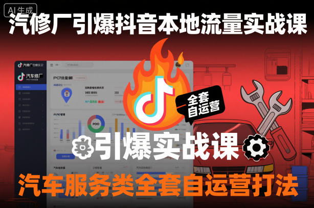 汽修厂引爆抖音本地流量实战课全套自运营打法-铁虎资源网