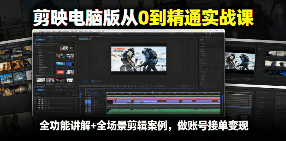 剪映从0到精通实战课，全功能讲解+全场景剪辑-铁虎资源网