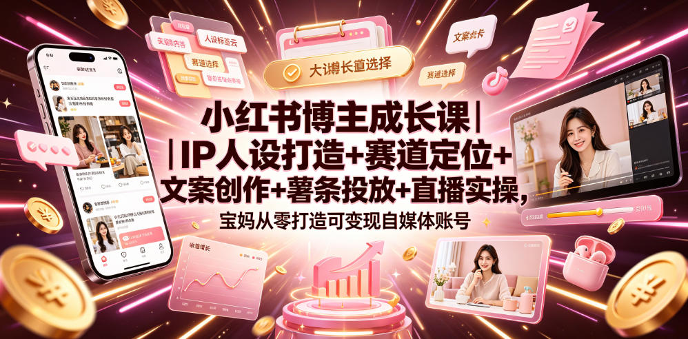 小红书博主成长课IP零打造可变现自媒体账号-铁虎资源网
